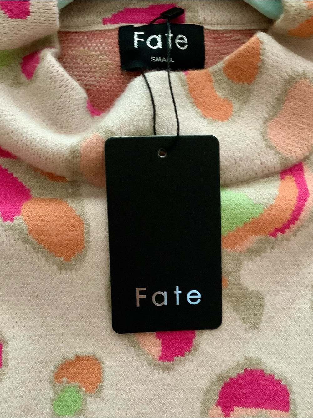 Fate Cream Cowl Neck Sweater with Pink, Orange & Green Spots